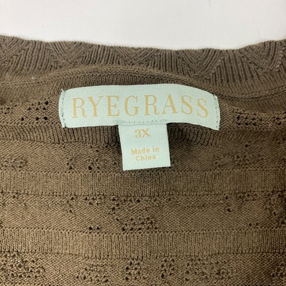 Ryegrass Womens Military Green Textured Knit Pattern Square Neck Sweater Size 3X - Picture 3 of 4